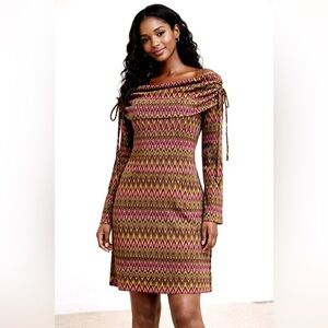 Patrizia Luca Milano Zigzag Knit Dress Size Large  Italian Stretch Dress